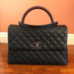 CHANEL Coco Top Handel Bag Mediumwith Lizard Skin
